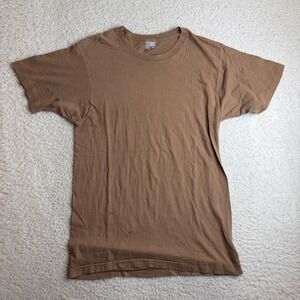 Vintage BVD Brown Military T-Shirt Mens L DPSC Combed Single Stitch paper thin